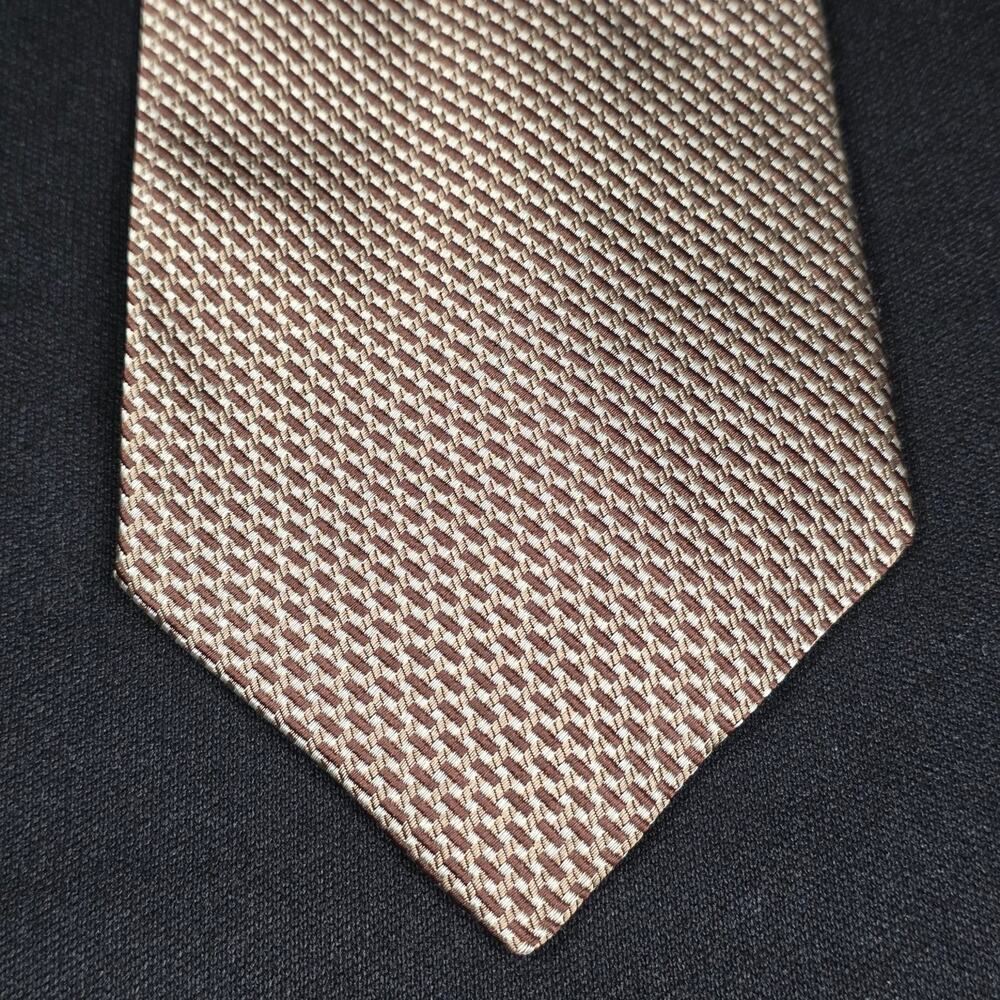 EXECUTIVE COLLECTION Men's Brown Beige Silk Geometric Necktie